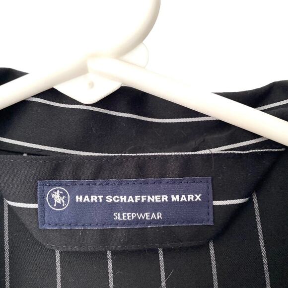 Hart Schaffer Marx Sleepwear Black Pin Stripe Mens Pajama Set NWTs size small - Picture 3 of 12